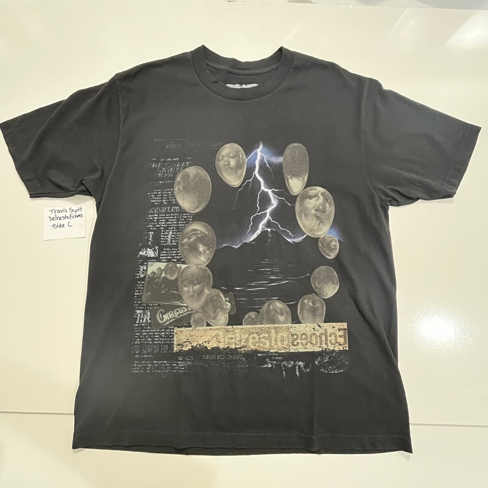 Travis Scott Utopia World Tour T-Shirt Mens L Black Graphic Delresto Echoes 2024 - Picture 2 of 15